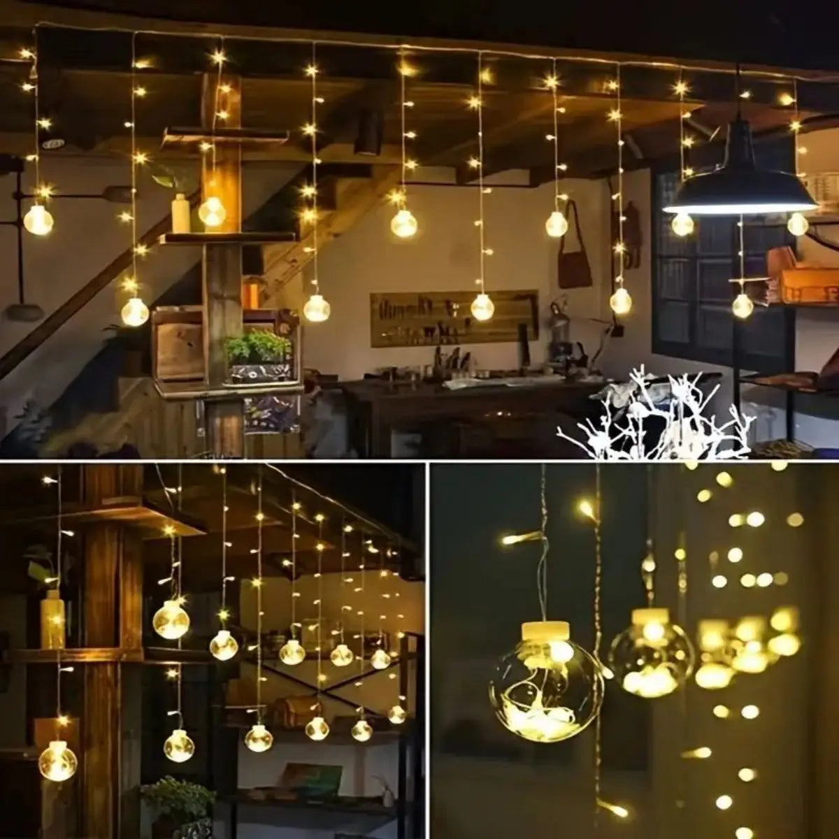 Luces de cadena de bolas de deseos LED, iluminación impermeable para exteriores,