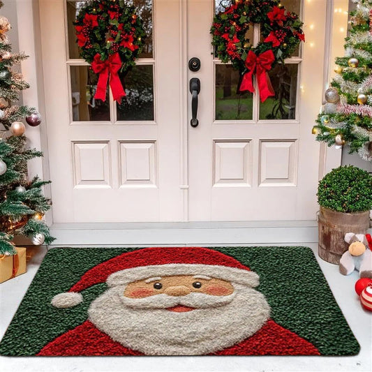 Felpudo navideño rojo de Papá Noel para exteriores e interiores,decoración navideña para el hogar